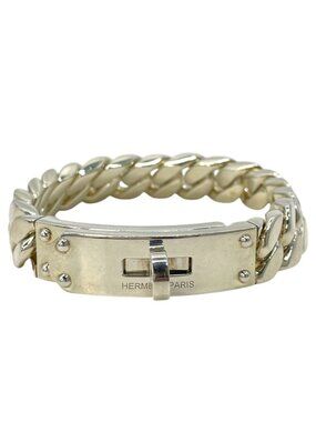Hermes Bracelet Kelly Gourmette GM Bangle Silver